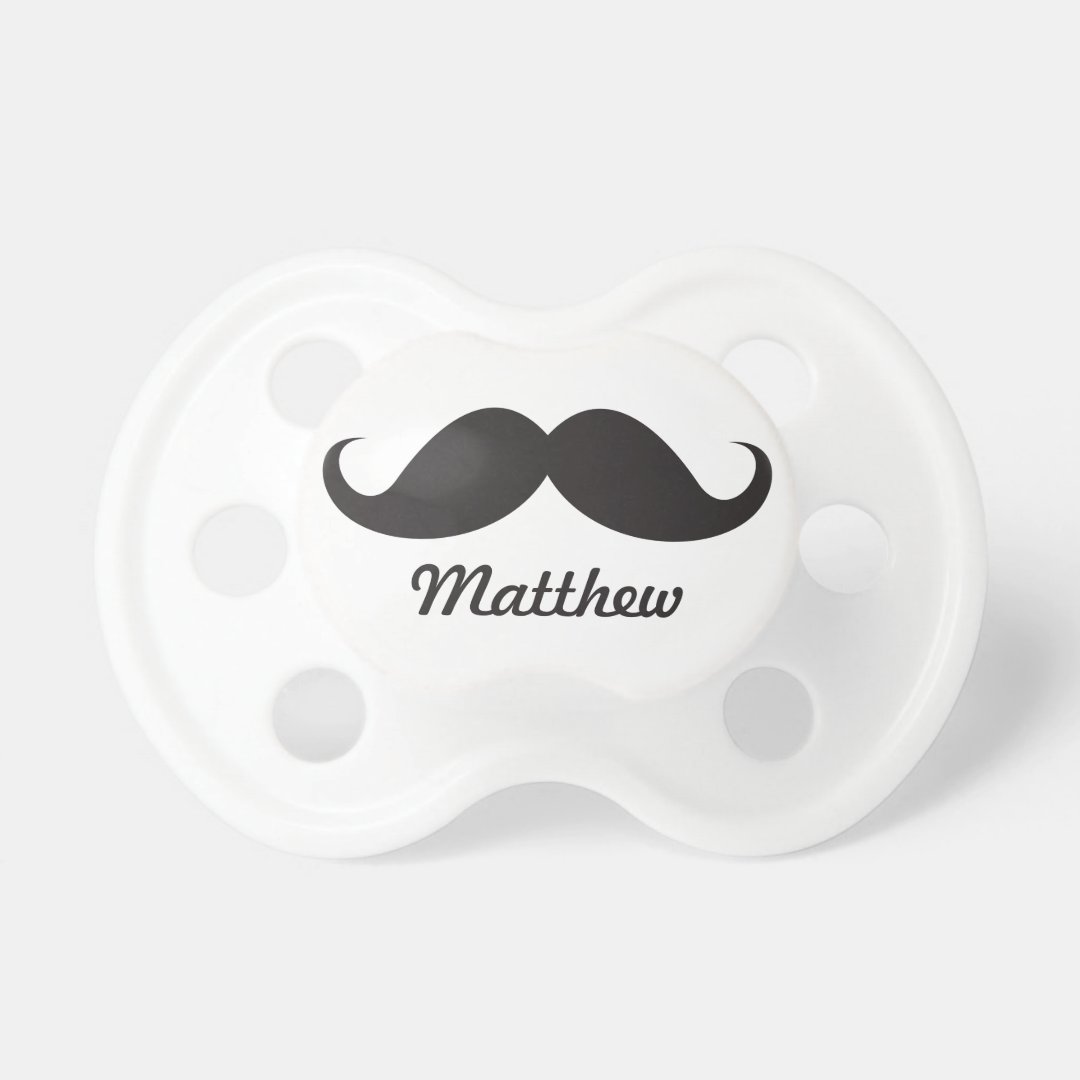 Funny black handlebar mustache stache personalized pacifier Zazzle