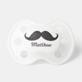 Funny black handlebar mustache stache personalized pacifier (Front)