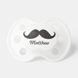 Funny black handlebar mustache stache personalized pacifier