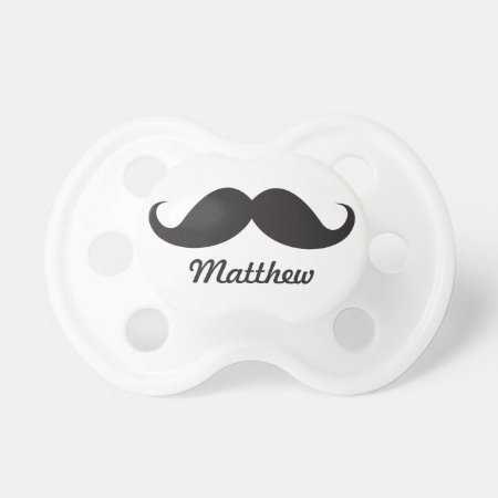 Funny Black Handlebar Mustache Stache Personalized Pacifier