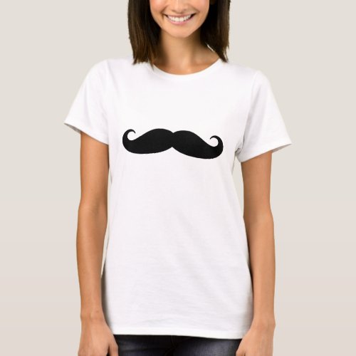 Funny black handlebar mustache t shirt for women