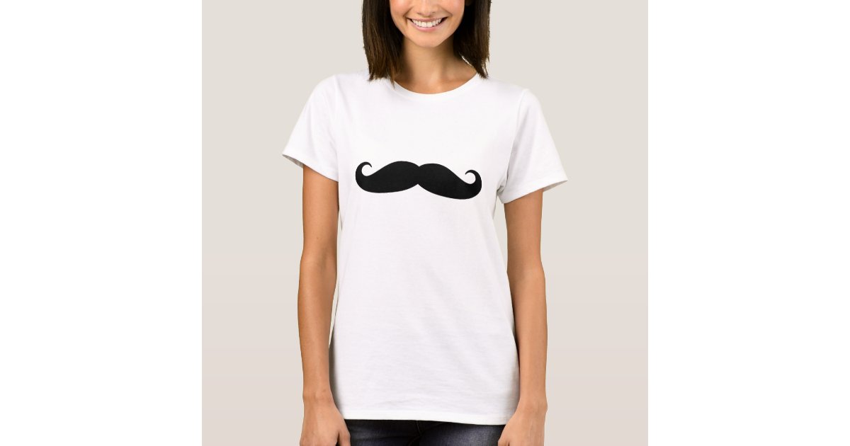 Funny black handlebar mustache t shirt for women | Zazzle