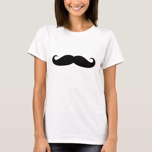 Funny black handlebar mustache t shirt for women (Front)