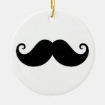 Funny Black Handlebar Mustache Trendy Hipster Ceramic Ornament at Zazzle
