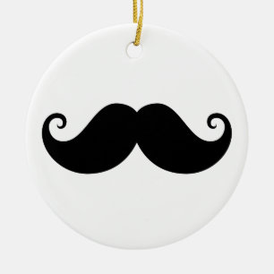 Funny black handlebar mustache trendy hipster ceramic ornament