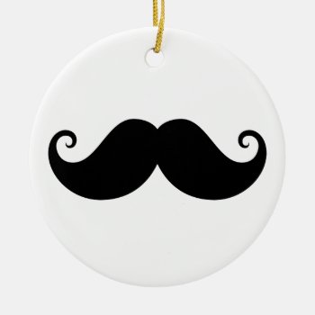 Funny Black Handlebar Mustache Trendy Hipster Ceramic Ornament by MustacheGifts at Zazzle