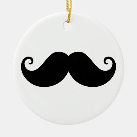 Funny Black Handlebar Mustache Trendy Hipster Ceramic Ornament