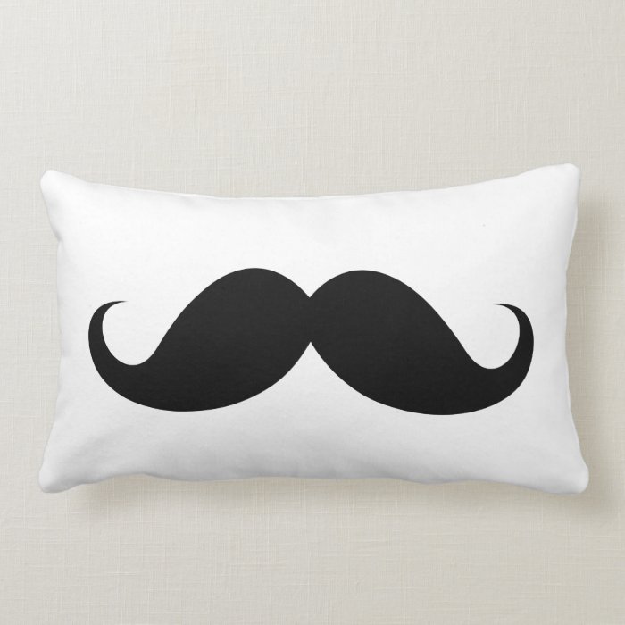 Funny black handlebar mustache trendy hipster throw pillows