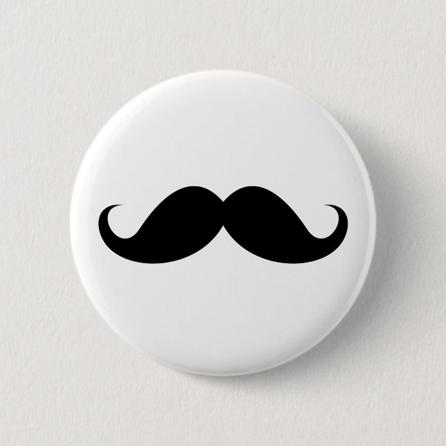 Funny black handlebar mustache trendy hipster pinback button (Front)