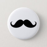 Funny Black Handlebar Mustache Trendy Hipster Pinback Button at Zazzle