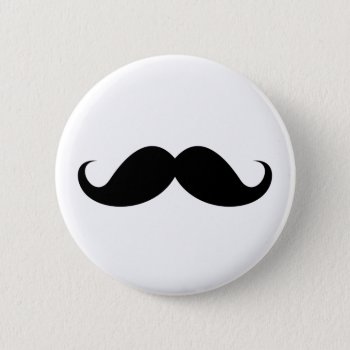 Funny Black Handlebar Mustache Trendy Hipster Pinback Button by MustacheGifts at Zazzle