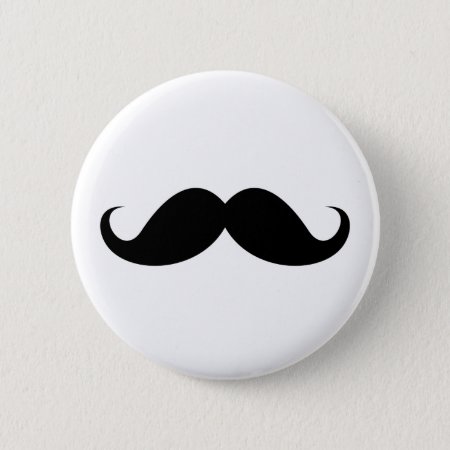 Funny Black Handlebar Mustache Trendy Hipster Pinback Button
