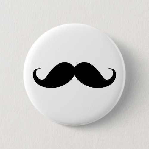 Funny black handlebar mustache trendy hipster pinback button