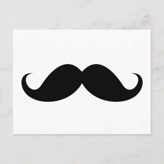 Funny black handlebar mustache trendy hipster postcard