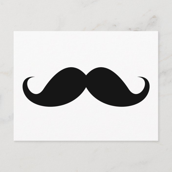 Funny black handlebar mustache trendy hipster postcard
