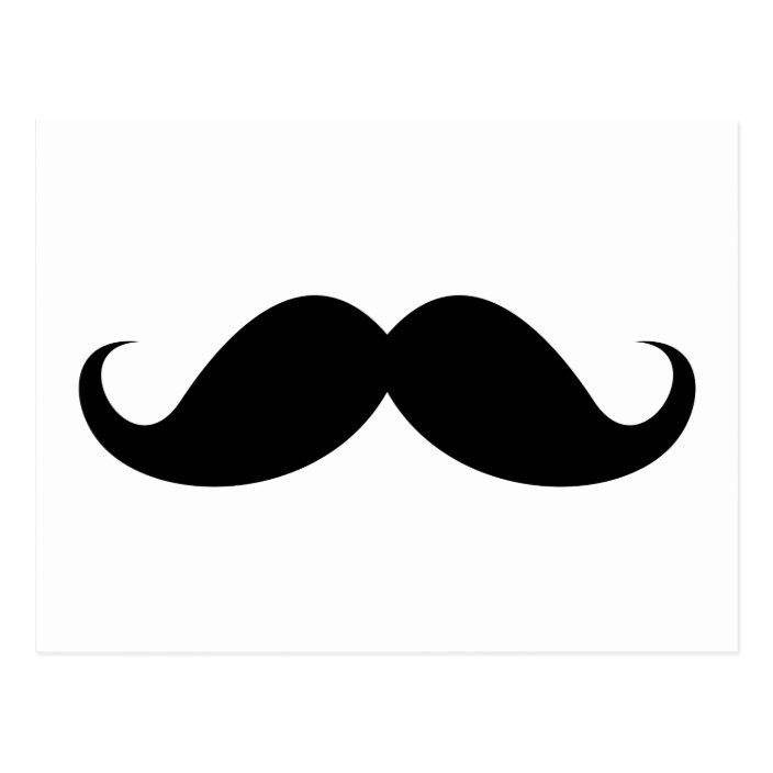 Funny black handlebar mustache trendy hipster postcard