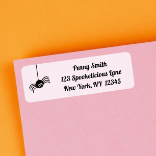 Funny Black Hanging Halloween Spider Label