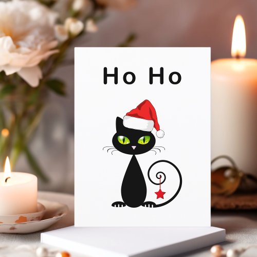 Funny Black Ho Ho Santa Claus Christmas Cat Postcard