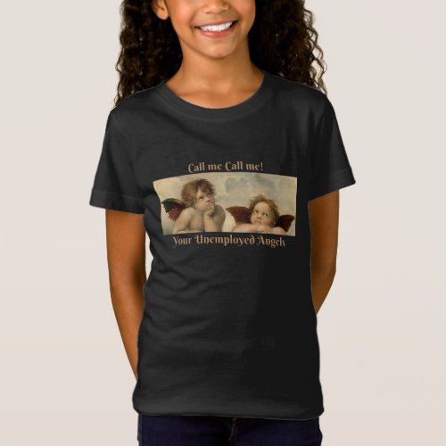   Funny black kidst_shirt with Raffaellos Angels  T_Shirt