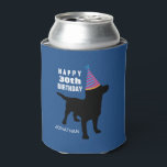 Funny Black Lab Dog Birthday Hat Any Age and Name Can Cooler<br><div class="desc">Celebrate a big birthday and keep your drink cold with this adorable can cooler. Design features a black labrador retriever dog silhouette wearing a birthday party hat. Add your own text - "Happy ??th Birthday" and the birthday person's name. This makes a cute, festive design for anyone who loves dogs...</div>