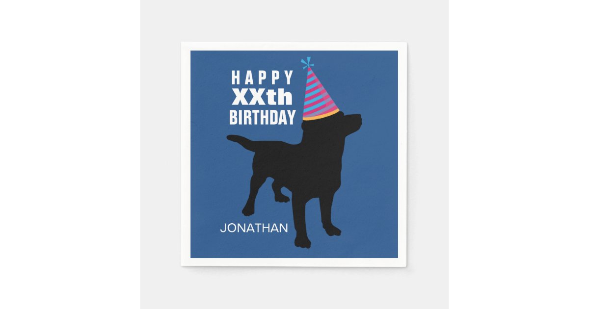 Funny Black Lab Dog Birthday Hat Your Age Name Paper Napkins