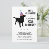 Funny Black Lab Dog Birthday Party Invitation (Standing Front)