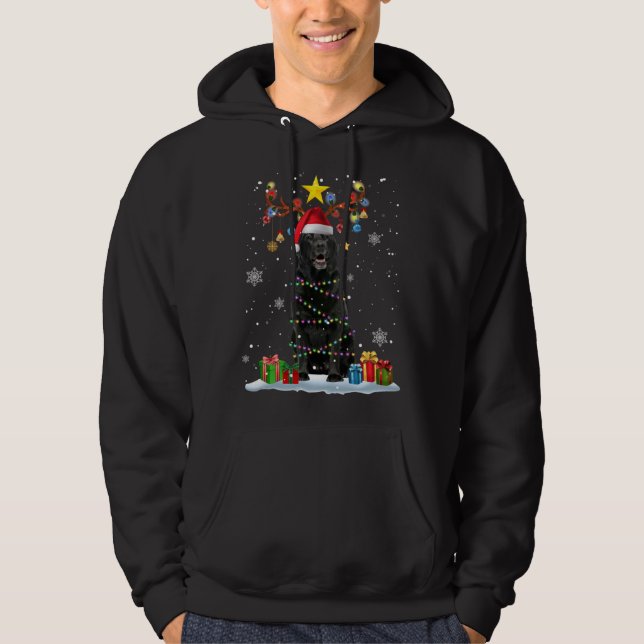 Funny Black Lab Dog Christmas Reindeer Christmas L Hoodie (Front)