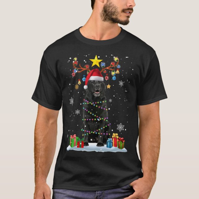 Funny Black Lab Dog Christmas Reindeer Christmas L T-Shirt (Front)