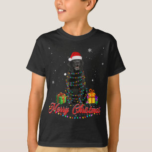 Funny Black Lab Dog Christmas Santa Christmas Ligh T-Shirt