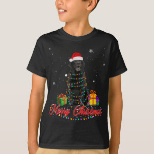 Funny Black Lab Dog Christmas Santa Christmas Ligh T-Shirt