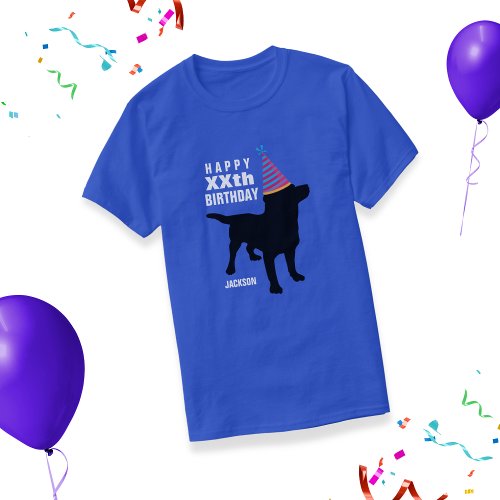 Funny Black Lab Dog Custom Age and Name Birthday T_Shirt