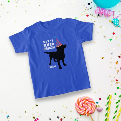 Funny Black Lab Dog Custom Age and Name Birthday T_Shirt