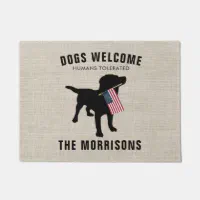 Funny Black Lab Dog Family Name Welcome Mat