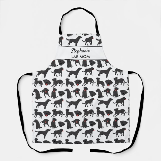 Funny Black Lab Dog Lover Dog Mom Dad Custom Apron (Front)