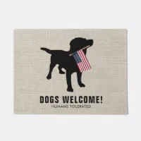 Funny Black Lab Dog Family Name Welcome Mat