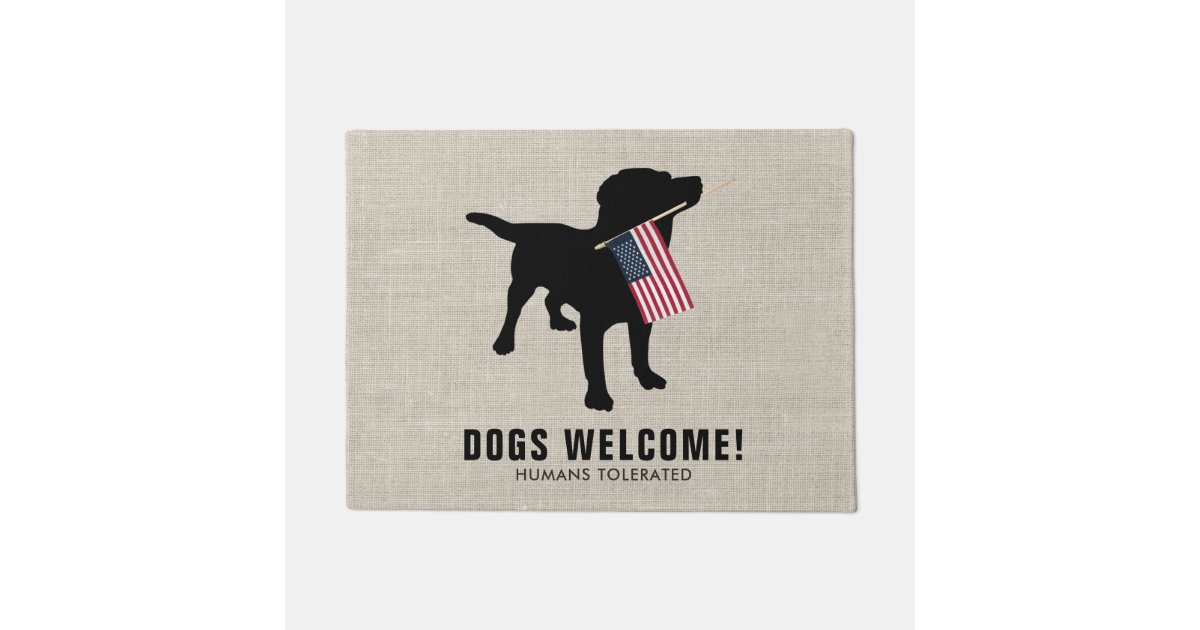 Funny Black Lab Dog Family Name Welcome Mat
