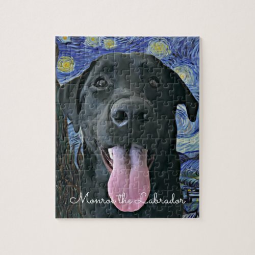 Funny Black Lab Dog Photo and Name Personalized Jigsaw Puzzle