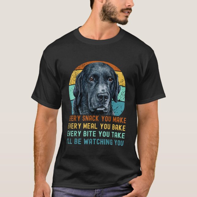 Funny Black Lab Labrador Retriever Dog Every Snack T-Shirt (Front)