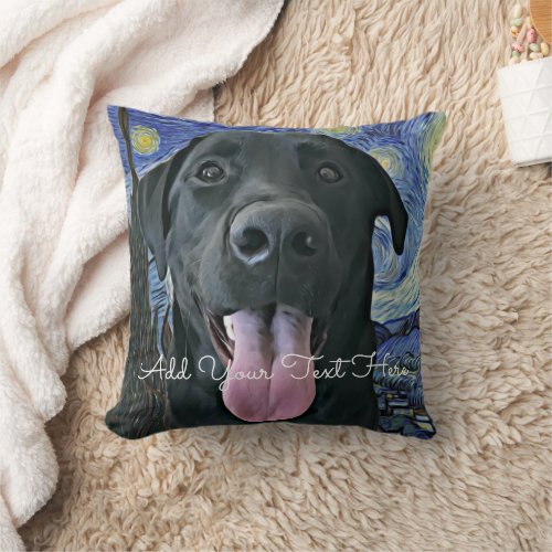 Funny Black Lab Personalized Text and Photo Throw Pillow