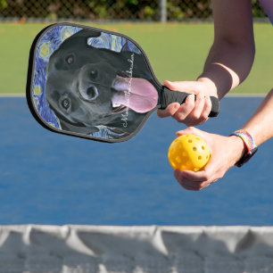 Funny Black Lab Personalized Text  Pickleball Paddle