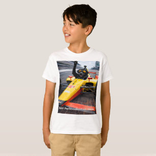 Funny Black Lab Puppy Race Car T-Shirt for Kids   