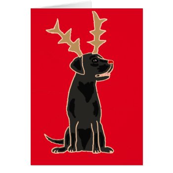 Funny Black Lab With Reindeer Antlers Christmas by Petspower at Zazzle