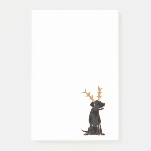 Funny Black Lab with Reindeer Antlers Christmas Post_it Notes