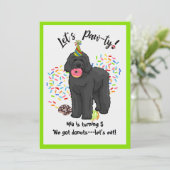 Funny Black Labradoodle Birthday Party Invitation (Standing Front)