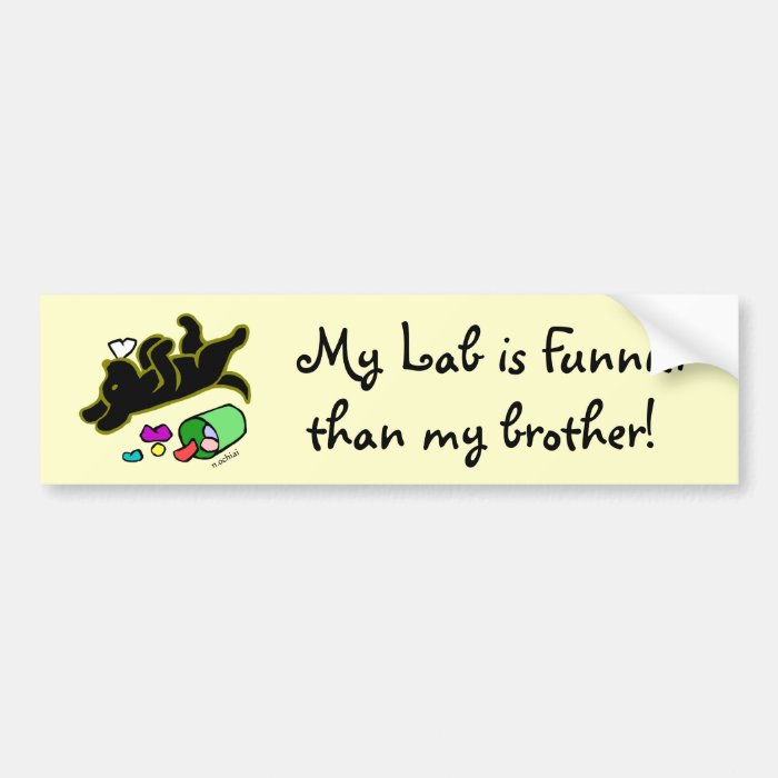 Funny Black Labrador Cartoon Illustration Bumper Stickers