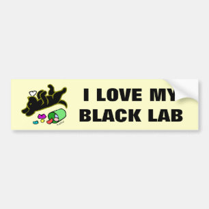 Funny Black Labrador Cartoon Illustration Bumper Sticker