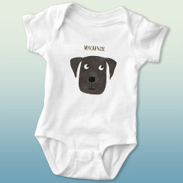 Funny Black Labrador Retriever Dog Custom Name Baby Bodysuit