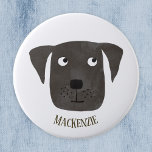 Funny Black Labrador Retriever Dog Custom Name Button<br><div class="desc">A cute Black Labrador Retriever dog watercolor painting to make you smile.
Customize by changing or removing the name.</div>