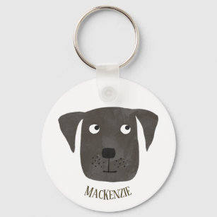 Funny Black Labrador Retriever Dog Custom Name Keychain