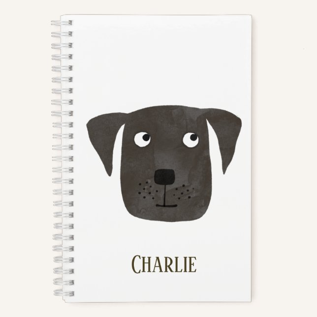 Funny Black Labrador Retriever Dog Custom Name Notebook (Front)